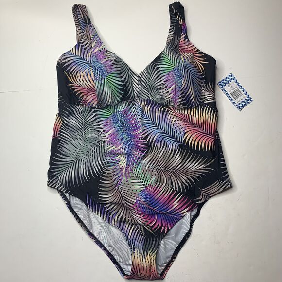 Sun And Sea Swimsuit Leaf Print ONE PIECE Women’s Plus SIZE 22 MSRP $84 - Picture 1 of 6